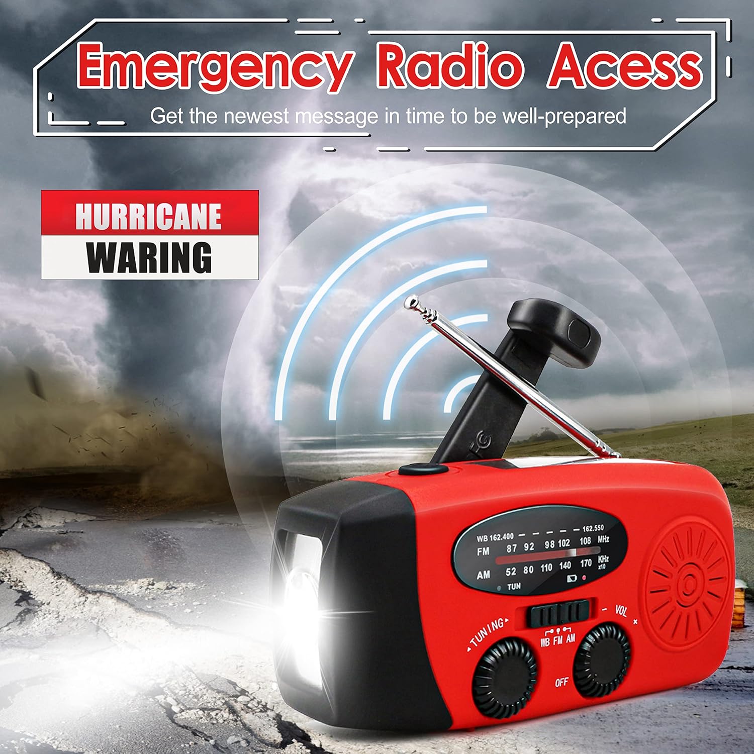 Emergency Radio Solar - Multifunctional Hand Cranked Generator Power Bank