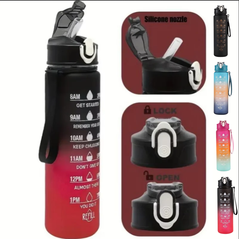 Outdoor Adventure Travel - 750ml Sports Water Bottle with Time-Tracking