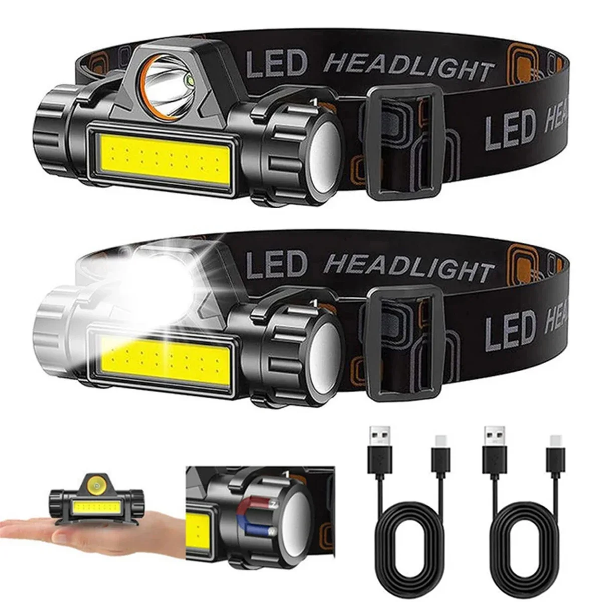 Headlamp Waterproof Rechargeable - 1-3PCS Rechargeable COB LED Headlamp Strong
