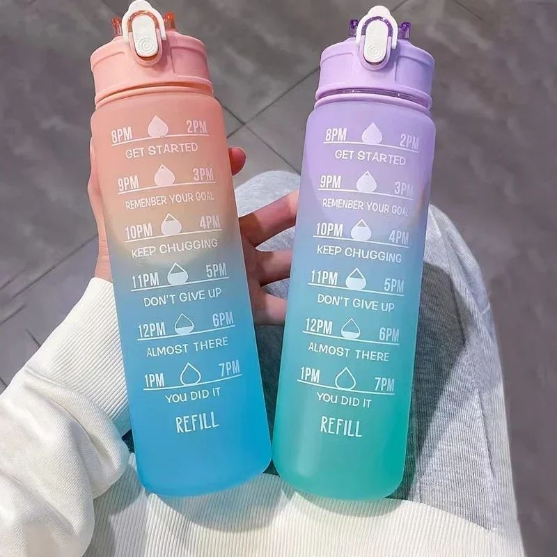 Outdoor Adventure And Sports - Sports Water Bottle with Time-Tracking Straw