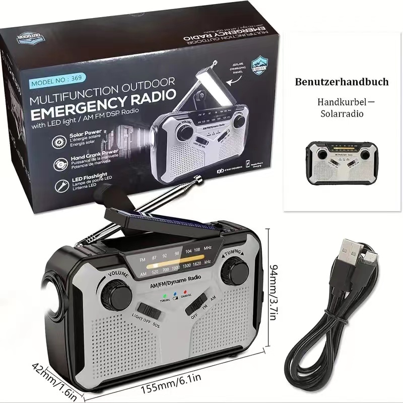 Emergency Radio Solar - Solar Radio, AM/FM Portable Crank Radio