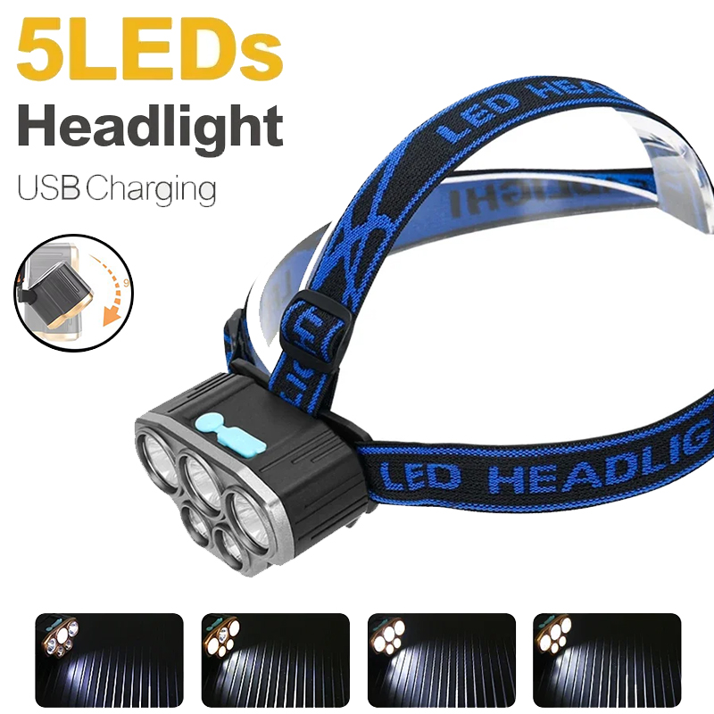 Rechargeable 5 LED Headlight U - Headlamp Waterproof Rechargeable ulasan dan harga