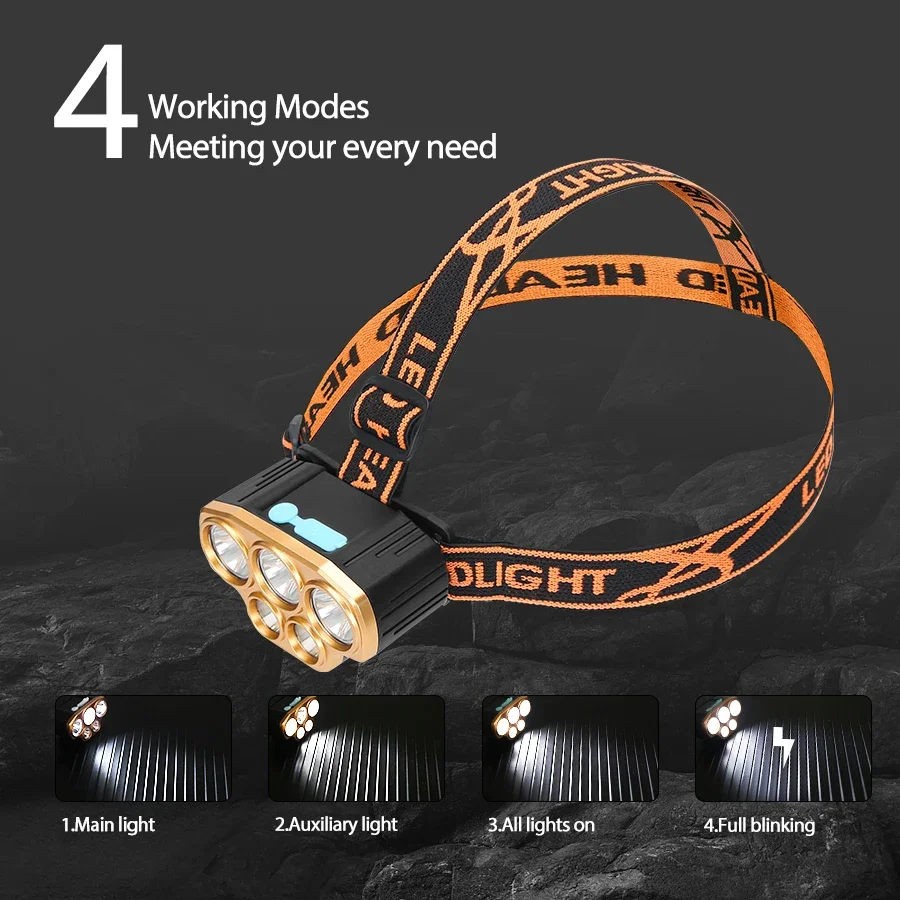 Rechargeable 5 LED Headlight U - Headlamp Waterproof Rechargeable ulasan dan harga