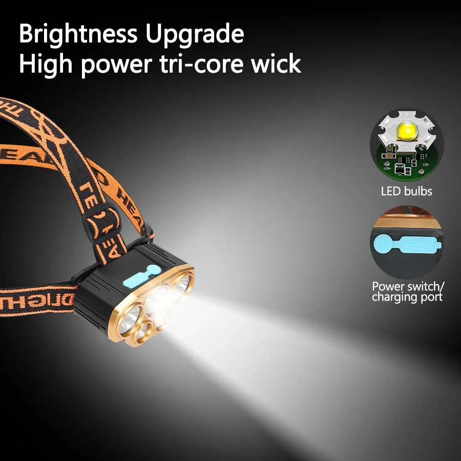 Rechargeable 5 LED Headlight U - Headlamp Waterproof Rechargeable ulasan dan harga
