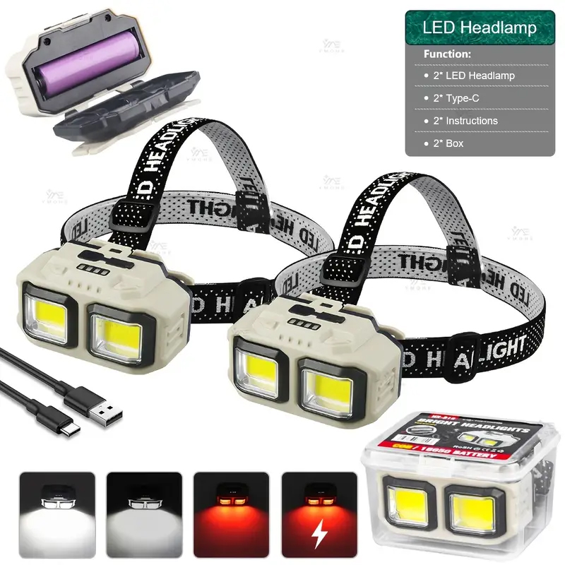 COB LED Headlamp Rechargeable  - Headlamp Waterproof Rechargeable ulasan dan harga