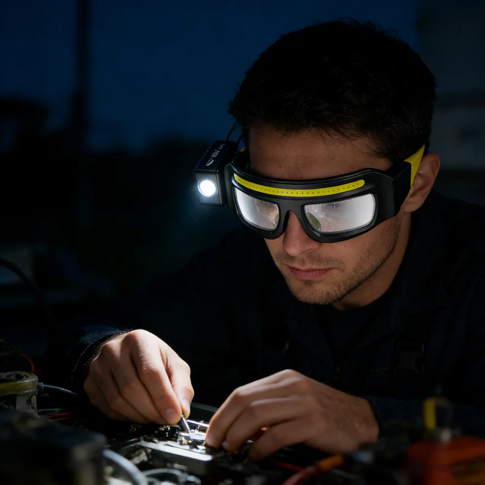 LED Headlamp COB Headlight Wor - Headlamp Waterproof Rechargeable ulasan dan harga